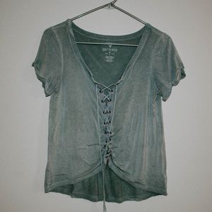Blue Lace-Up Tee